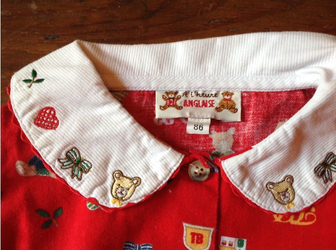 Autre Marque Abito in cotone rosso con ricamo e fiocco per bambina - vista 2