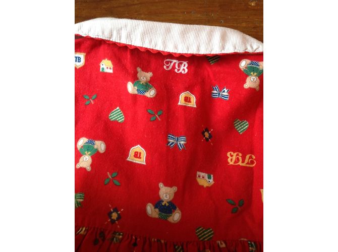 Autre Marque Abito in cotone rosso con ricamo e fiocco per bambina - vista 4