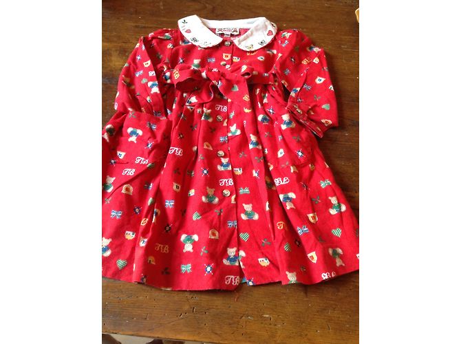 Autre Marque Abito in cotone rosso con ricamo e fiocco per bambina - vista 5