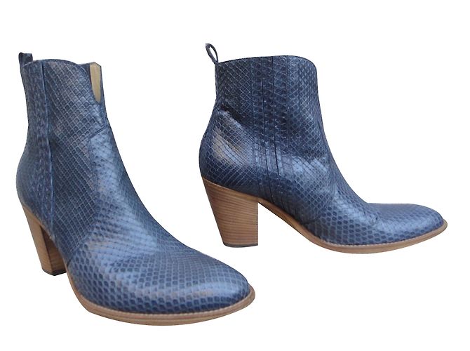 Sartore Ankle Boots Blue Python Leather - view 2