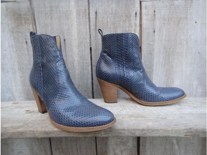Sartore Ankle Boots Blue Python Leather - view 5