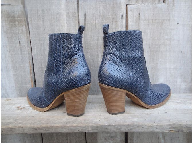 Sartore Ankle Boots Blue Python Leather - view 7