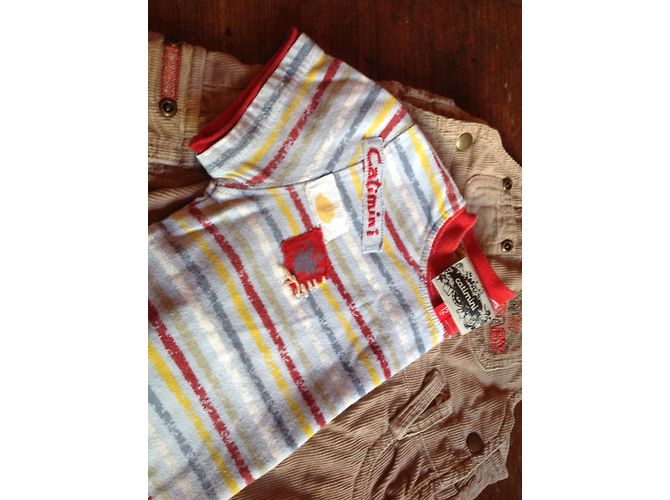 Autre Marque Ensemble Salopette et T-shirt en Coton Caramel 12 Mois - vue 5