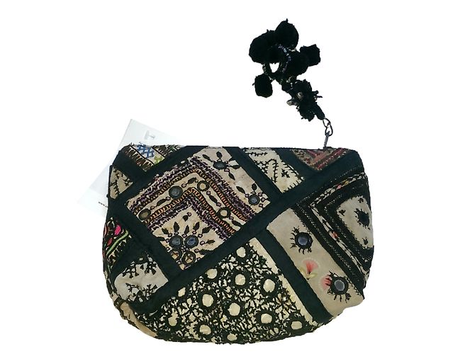 Pochette Antik Batik Adena in cotone ricamato con perle Multicolore - vista 2
