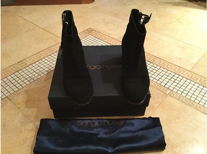 Botines Sergio Rossi de ante negro - vista 7