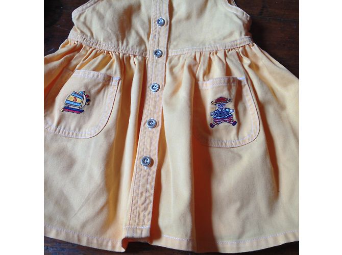 Autre Marque Abito in denim giallo e cotone con ricamo Lovelt 12 mesi - vista 3