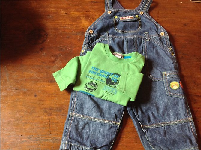 Autre Marque Ensemble T-shirt et Pantalon en Denim Bleu - vue 3