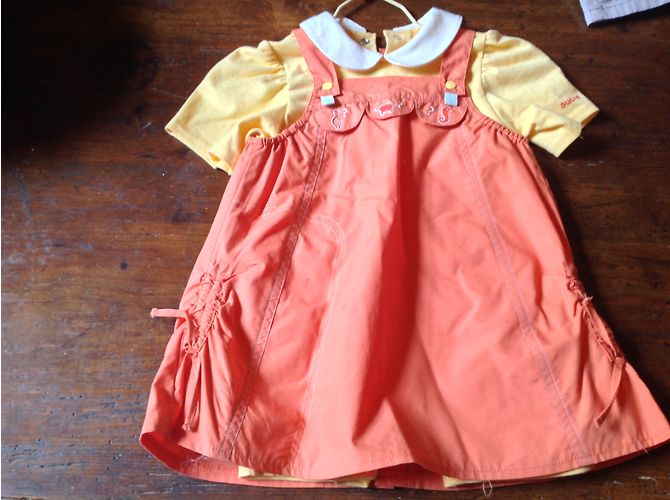 Autre Marque Orangefarbenes 2-Teiler Set aus Baumwolle mit Romper und Kleid - Ansicht 2