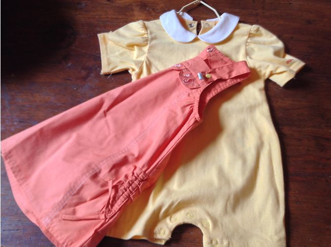 Autre Marque Orangefarbenes 2-Teiler Set aus Baumwolle mit Romper und Kleid - Ansicht 3