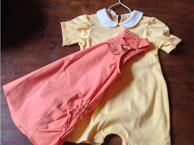 Autre Marque Orangefarbenes 2-Teiler Set aus Baumwolle mit Romper und Kleid - Ansicht 4