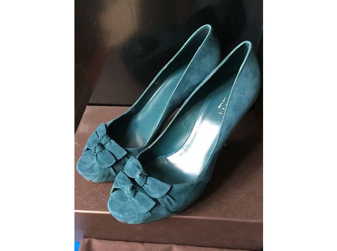 Décolleté Gucci Kid Scamosciato a punta aperta blu scamosciato - vista 4
