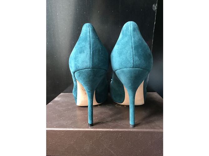 Décolleté Gucci Kid Scamosciato a punta aperta blu scamosciato - vista 8