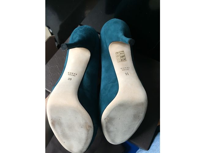 Décolleté Gucci Kid Scamosciato a punta aperta blu scamosciato - vista 9