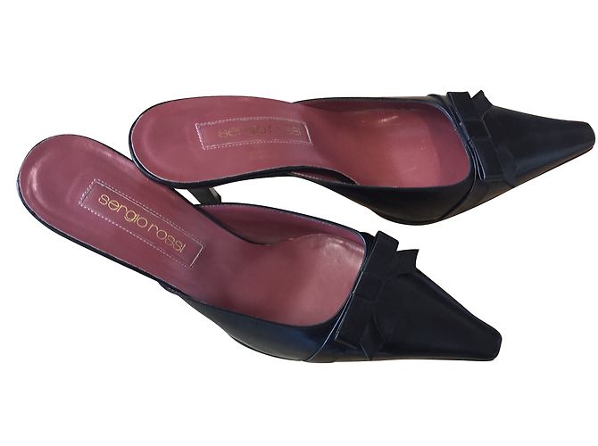 Mules Sergio Rossi in pelle nera 39,5 Nero - vista 2