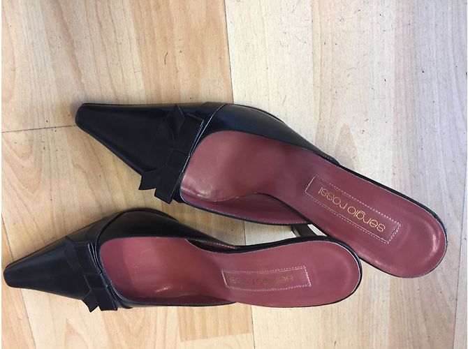Mules Sergio Rossi in pelle nera 39,5 Nero - vista 3