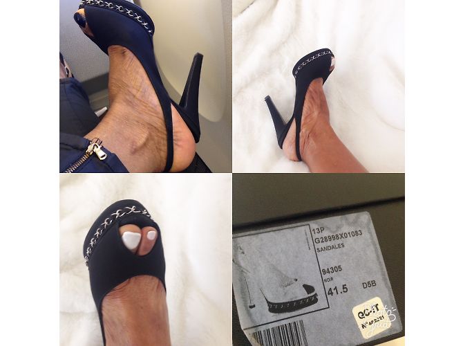 Décolleté Chanel nere in pelle d'agnello e tessuto 41.5 Nero - vista 22