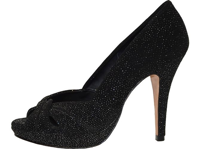 Autre Marque COSMOPARIS Open Walks Black Sequined Leather Pumps Silvery - view 2