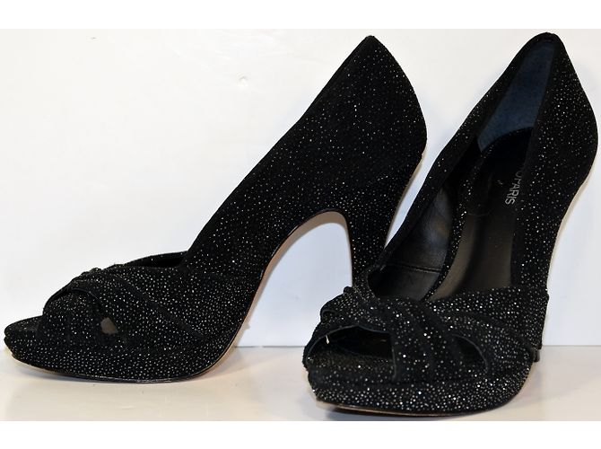 Autre Marque COSMOPARIS Open Walks Black Sequined Leather Pumps Silvery - view 3