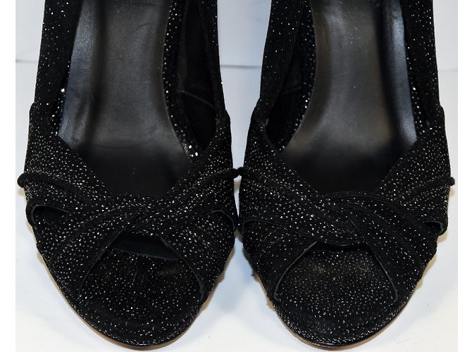Autre Marque COSMOPARIS Open Walks Black Sequined Leather Pumps Silvery - view 4