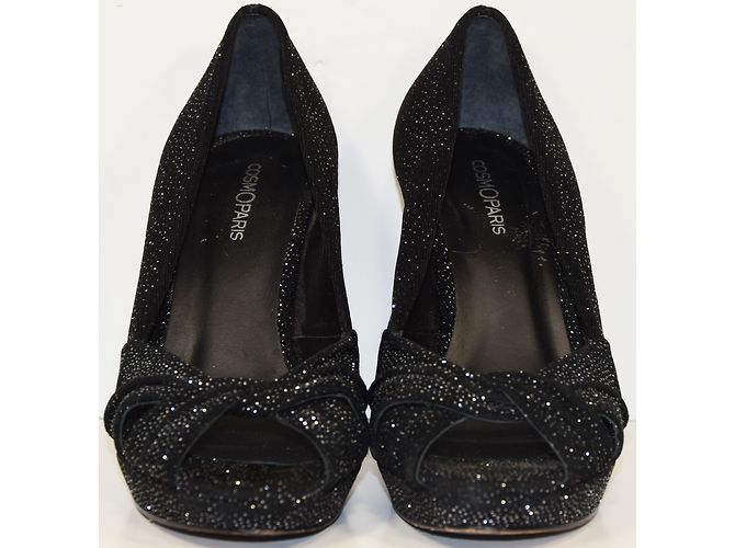 Autre Marque COSMOPARIS Open Walks Black Sequined Leather Pumps Silvery - view 5