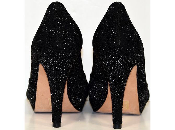 Autre Marque COSMOPARIS Open Walks Black Sequined Leather Pumps Silvery - view 6