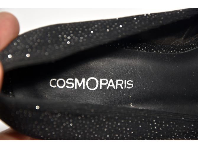 Autre Marque COSMOPARIS Open Walks Black Sequined Leather Pumps Silvery - view 9