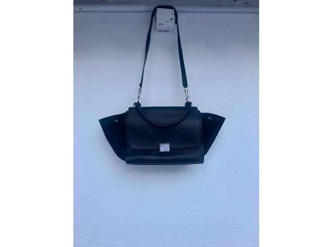 Borsa a mano Céline Trapezio in pelle nera Nero - vista 3