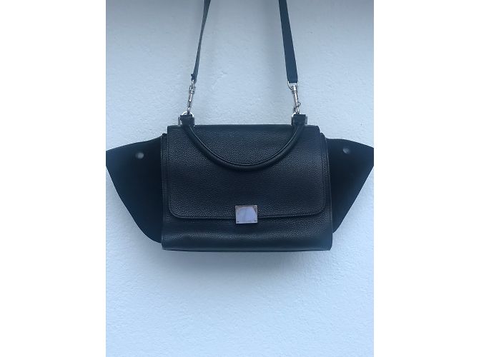 Borsa a mano Céline Trapezio in pelle nera Nero - vista 4