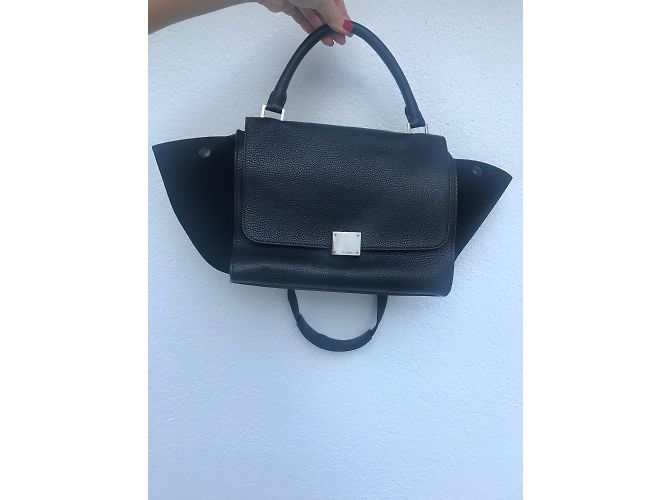 Borsa a mano Céline Trapezio in pelle nera Nero - vista 6