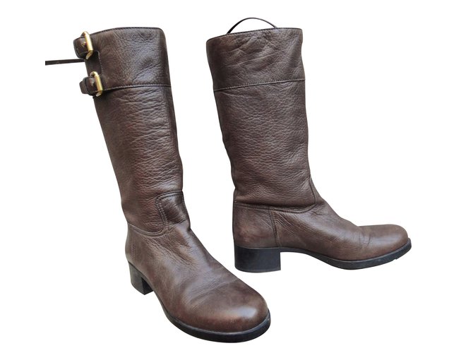 Botas de montar Prada de piel marrón Castaño - vista 2