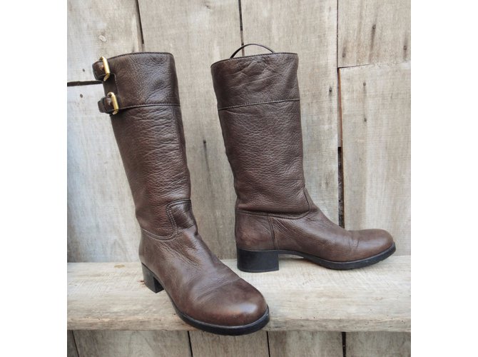 Botas de montar Prada de piel marrón Castaño - vista 4