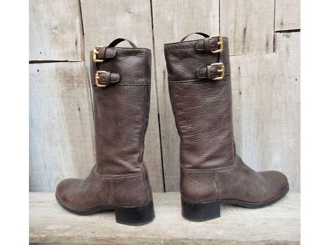 Botas de montar Prada de piel marrón Castaño - vista 7