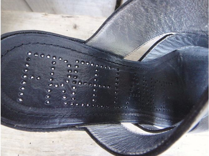 Sandali con tacco Free Lance in pelle e legno nero - vista 7