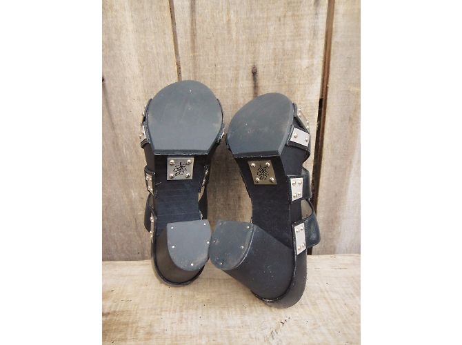 Sandali con tacco Free Lance in pelle e legno nero - vista 9