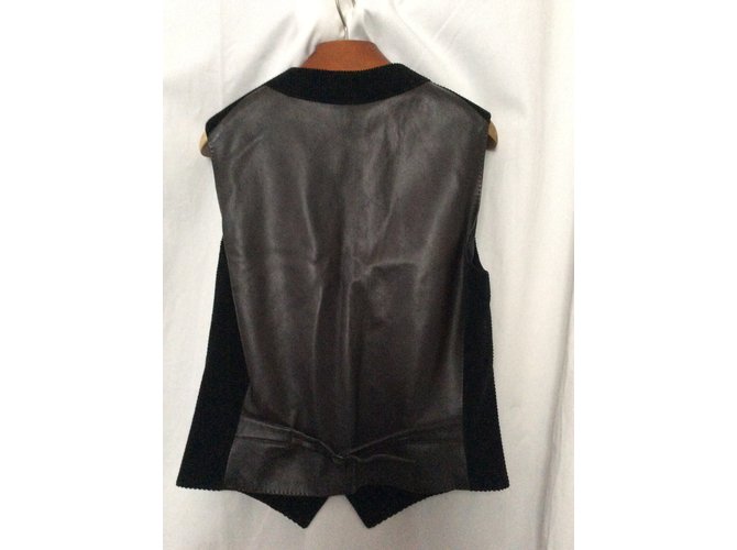 Chaleco Hermès de pana de algodón negro Castaño - vista 4