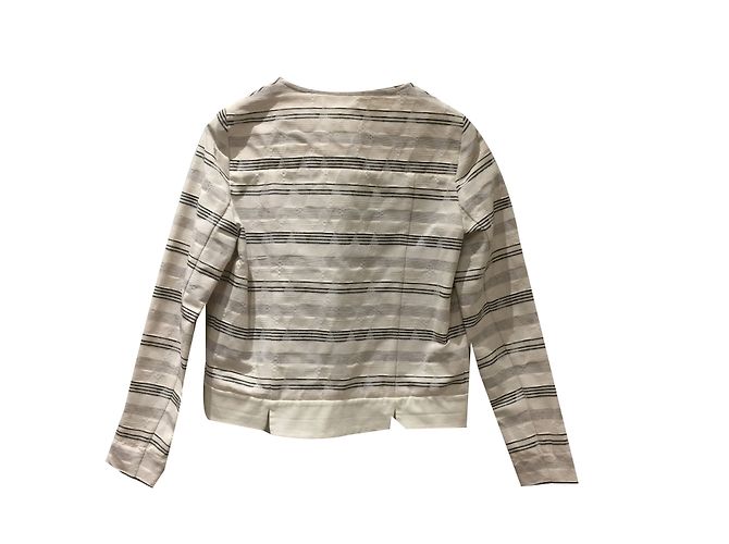 Giacca a righe Sessun in cotone nero e crema XS Crudo - vista 2