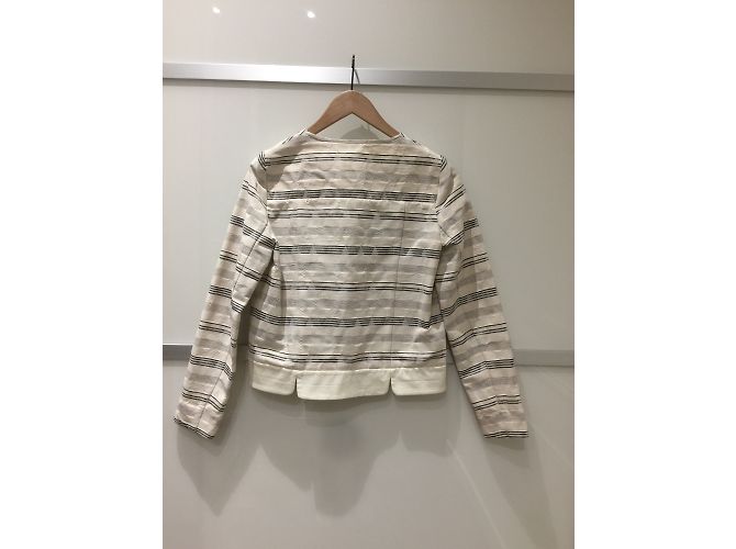 Giacca a righe Sessun in cotone nero e crema XS Crudo - vista 4