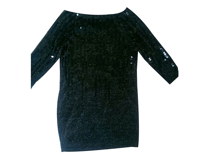 Abito corto nero con paillettes Maje - vista 2