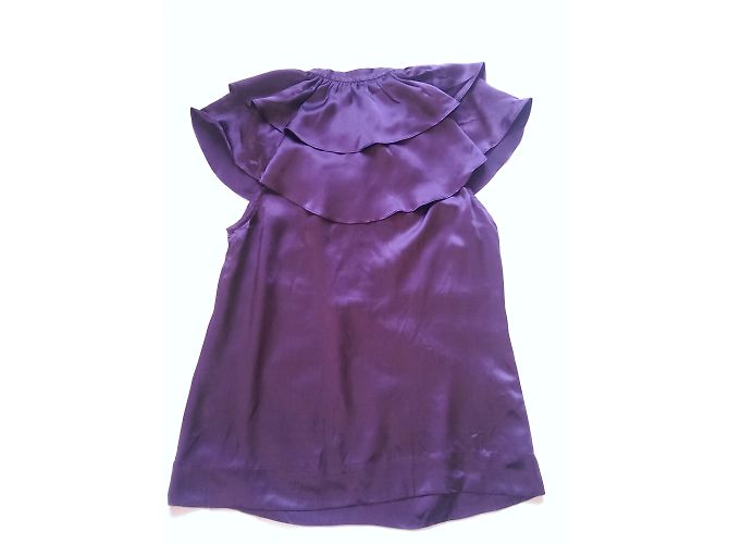 Bcbg Max Azria Camisa sin mangas de seda morada S Púrpura - vista 2