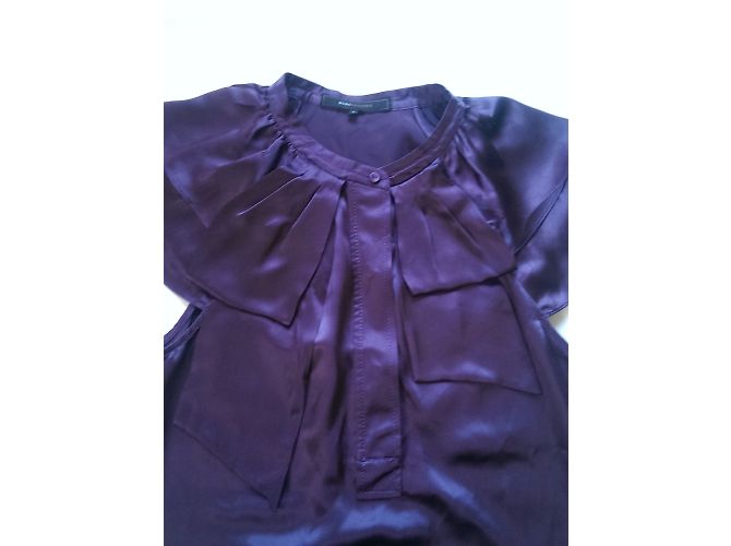 Bcbg Max Azria Camisa sin mangas de seda morada S Púrpura - vista 3
