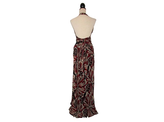 Autre Marque Vestido Largo de Seda con Espalda Descubierta Taupe Castaño - vista 2