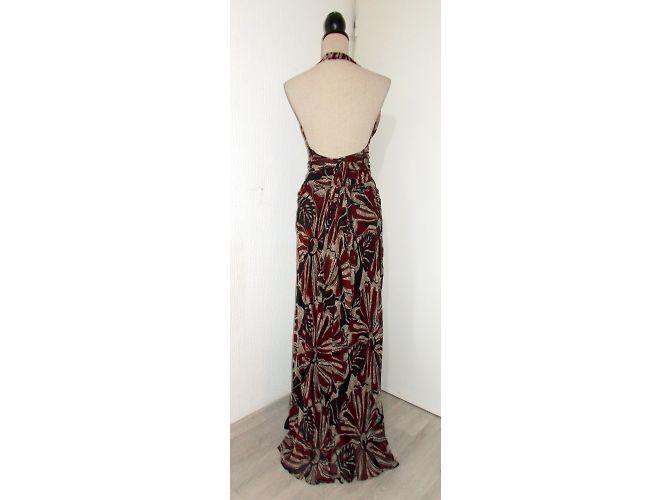 Autre Marque Vestido Largo de Seda con Espalda Descubierta Taupe Castaño - vista 4