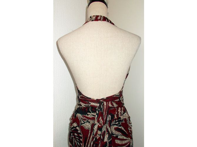 Autre Marque Vestido Largo de Seda con Espalda Descubierta Taupe Castaño - vista 8