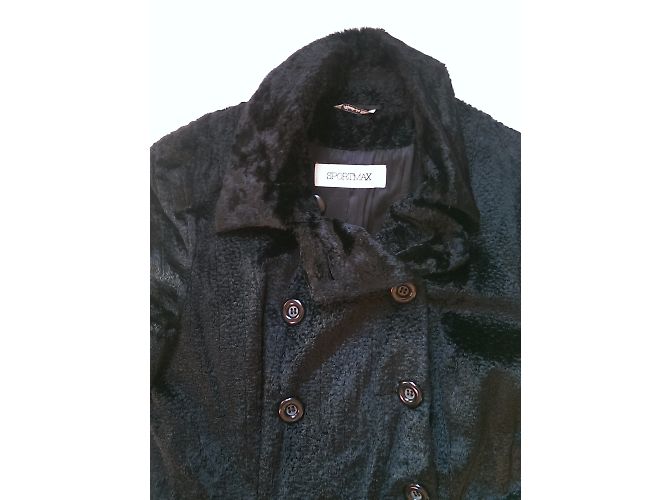 Abrigo Sportmax Negro Efecto Terciopelo Algodón Viscosa 42FR - vista 6