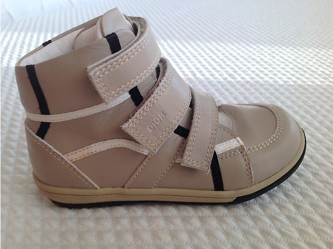 Baskets Baby Dior One-Hour en cuir noir et beige Taille 24 - vue 3