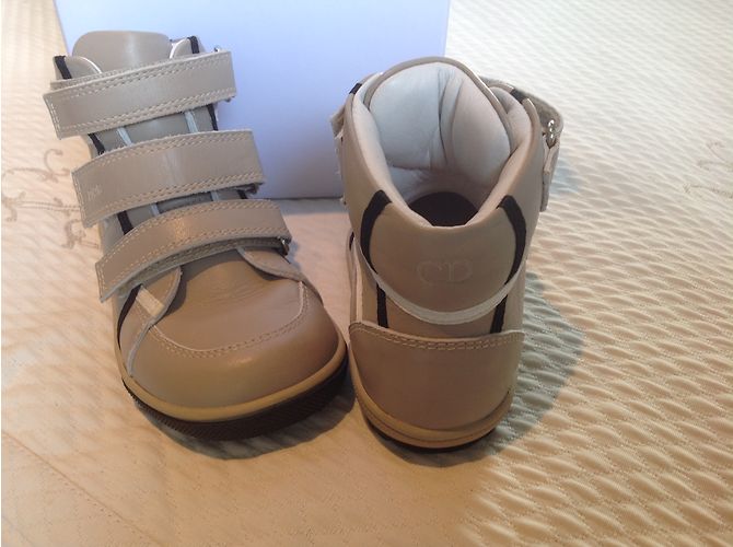 Baskets Baby Dior One-Hour en cuir noir et beige Taille 24 - vue 4