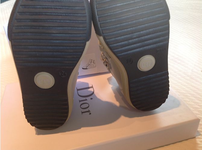 Baskets Baby Dior One-Hour en cuir noir et beige Taille 24 - vue 6