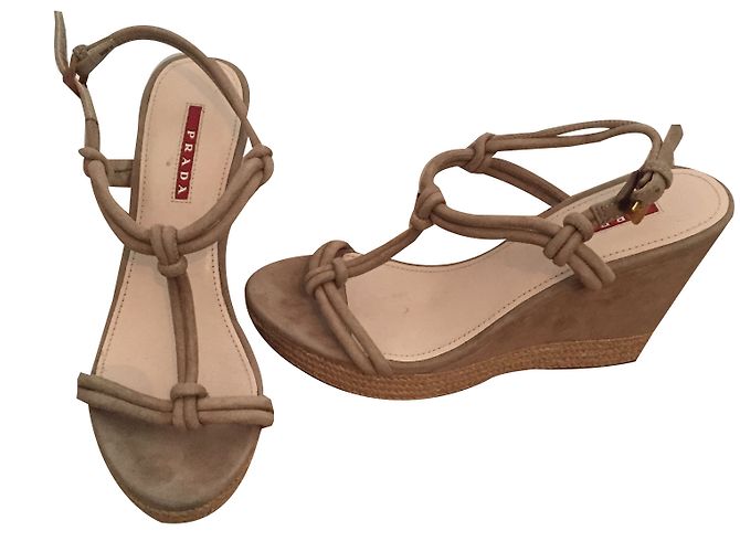 Sandali Prada Beige con tacco 10 cm - vista 2