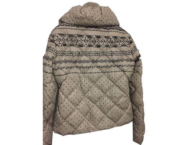 Chaqueta corta Armani Jeans beige con estampado negro - vista 2