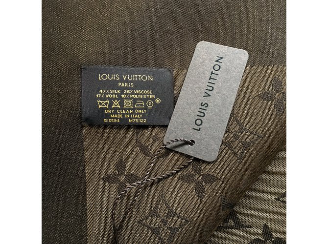 Sciarpa Louis Vuitton Monogramma classico marrone e oro lucido - vista 3